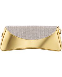 Nina - Joselyn-gold Crystal Flap Mirror Metallic Patent Clutch Bag - Lyst