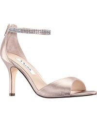 Nina - Volanda-champagne Satin Crystal Ankle-strap High-heel Dressy Sandal - Lyst