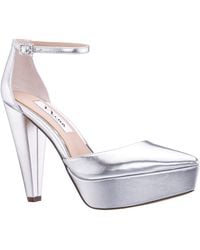 Nina - Jessica-women's Silver Metallic Foil Stiletto Block Heel Platform Pump - Lyst