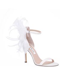 Nina - Dollye-ivory Satin Feather- Bow- Flower High-heel Dress Sandal - Lyst