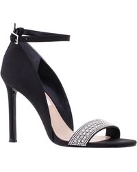 Nina - Drenka-womens Black Satin Crystal Ankle-strap D'orsay Stiletto-heel Pump - Lyst