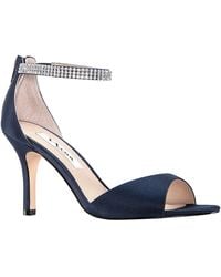 Nina - Volanda-new Navy Satin Crystal Ankle-strap High-heel Dressy Sandal - Lyst