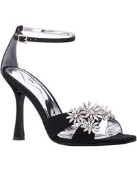 Nina - Dawn-black Satin High-heel Embellished Sandal - Lyst