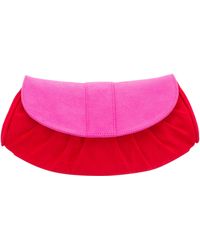 Nina - Brendyl-poppy Red/bright Pink Faux Suede Flap Clutch - Lyst