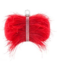 Nina - Lara-red Rouge Feather Embellished Minaudiere - Lyst