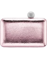 Nina - Kimberly-rose Mist Embossed Snake Minaudiere With Crystal Clasp - Lyst