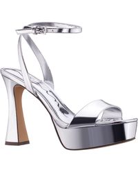 Nina - Antonia-women's Silver Mirror Metallic Patent Ultra High Platform Sandal - Lyst
