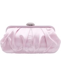 Nina - Concord-rose Mist Pleated Frame Clutch With Crystal Clasp - Lyst