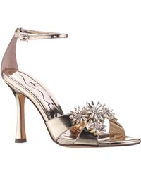 Nina - Dawn-platino Chrome Glaze High-heel Embellished Sandal - Lyst