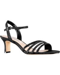 Nina - Nelena-black Textured Metallic Low-heel Dress Sandal - Lyst