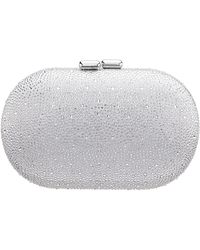Nina - Dally-silver Allover Crystal Oval Minaudiere - Lyst