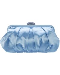 Nina - Concord-sky Blue Pleated Frame Clutch With Crystal Clasp - Lyst