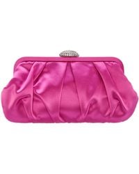 Nina - Concord-ultra Pink Pleated Frame Clutch With Crystal Clasp - Lyst
