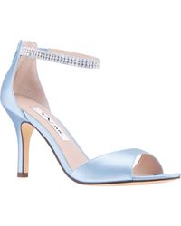 Nina - Volanda-sky Blue Satin Crystal Ankle-strap High-heel Dressy Sandal - Lyst