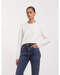 NINETY PERCENT - Compact Cotton Long Sleeve T-shirt In Off White - Lyst