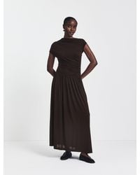 NINETY PERCENT - Priam Draped Dress In Bitter Chocolate - Lyst