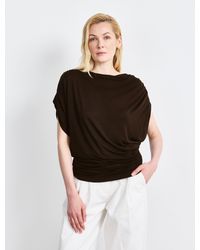 NINETY PERCENT - Mika Drape Tee In Bitter Chocolate - Lyst