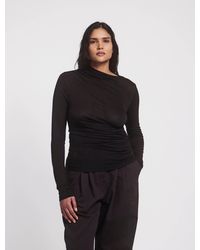 NINETY PERCENT - Iphis Draped Long Sleeve Top In Black - Lyst