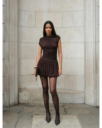 NINETY PERCENT - Bailey Mini Dress In Bitter Chocolate - Lyst