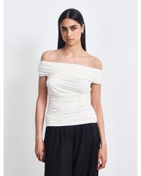 NINETY PERCENT - Noho Micromodal Ruched Top In Off White - Lyst