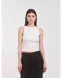 NINETY PERCENT - Maya Cropped Tank In Chalk White - Lyst