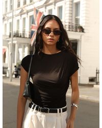 NINETY PERCENT - Jamie Drape Top In Black - Lyst