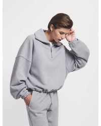 NINETY PERCENT - Classic Half Zip Sweatshirt In Grey Marl - Lyst
