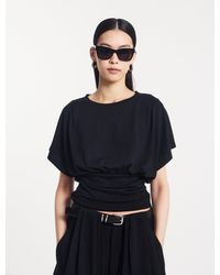 NINETY PERCENT - Wren Rouch Hem Tee In Black - Lyst