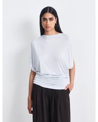 NINETY PERCENT - Mika Drape Tee In Icy Blue - Lyst