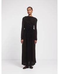 NINETY PERCENT - Romy Long Sleeve Draped Dress In Black - Lyst