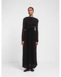 NINETY PERCENT - Romy Long Sleeve Draped Dress In Black - Lyst