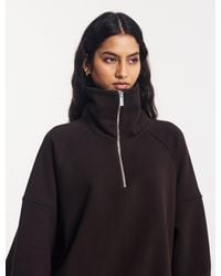 NINETY PERCENT - Classic Half Zip Sweatshirt In Bitter Chocolate - Lyst