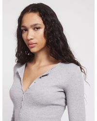 NINETY PERCENT - Organic Cotton Ribbed Button Front Top - Lyst