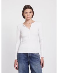 NINETY PERCENT - Classic Rib Henley In White - Lyst