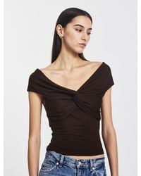 NINETY PERCENT - Laila Twist Front Top In Bitter Chocolate - Lyst