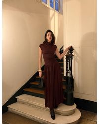 NINETY PERCENT - Priam Draped Dress In Bordeaux - Lyst