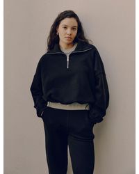 NINETY PERCENT - Classic Half Zip Sweatshirt In Black - Lyst
