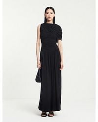 NINETY PERCENT - Mila Asymmetrical Caped Shoulder Maxi Dress In Black - Lyst