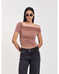 NINETY PERCENT - Katie Ruched Top In Sandalwood - Lyst