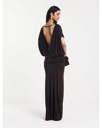 NINETY PERCENT - Ramona Blouson Maxi Dress With Full Hem In Bitter Chocolate - Lyst