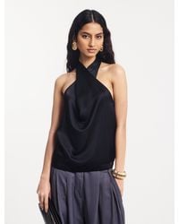 NINETY PERCENT - Cleo Wrap Halter Top In Black - Lyst