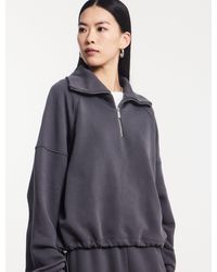 NINETY PERCENT - Classic Half Zip Sweatshirt In Magnet - Lyst