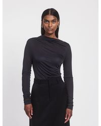 NINETY PERCENT - Iphis Draped Long Sleeve Top In Navy - Lyst