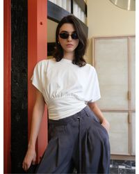 NINETY PERCENT - Wren Rouch Hem Tee In Chalk - Lyst