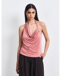 NINETY PERCENT - Sierra Drape Front Halter Top In Melon - Lyst