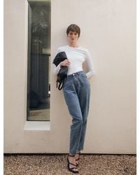NINETY PERCENT - Lightweight Cotton Long Sleeve T-shirt In White - Lyst