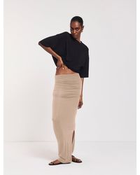 NINETY PERCENT - Leah Ruched Maxi Skirt In Taupe - Lyst