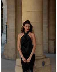 NINETY PERCENT - Cleo Wrap Halter Top In Black - Lyst