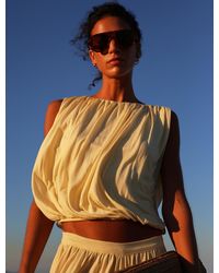 NINETY PERCENT - Koa Puff Ball Hem Top In Lemon - Lyst