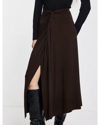 NINETY PERCENT - Sadie Twist Midi Skirt In Bitter Chocolate - Lyst